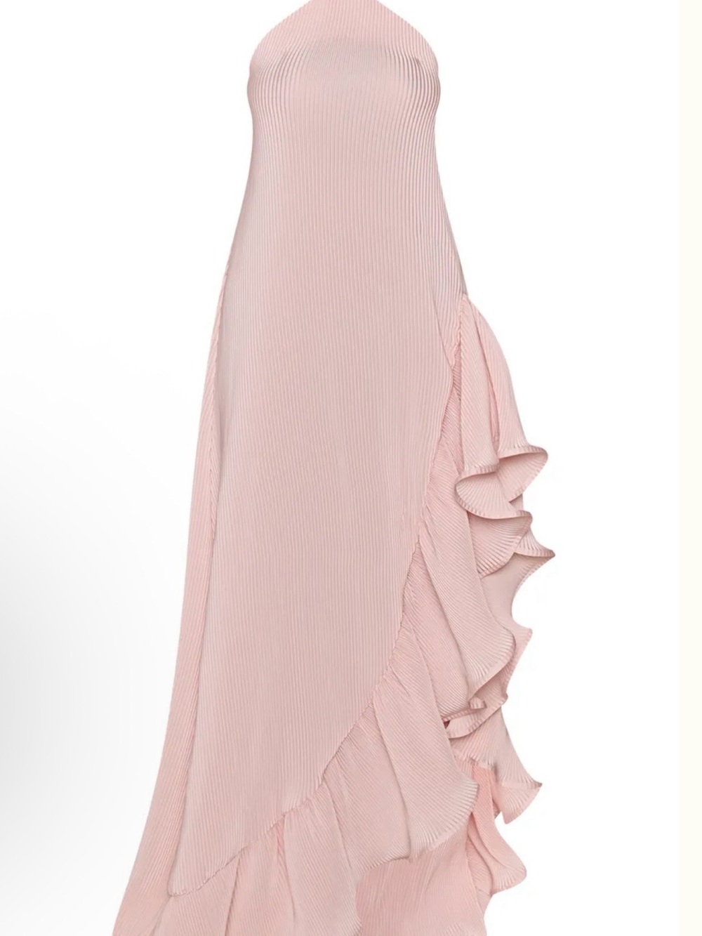 PrettyLittleThing Blush Pink Halter Ruffle Maxi Dress - Picture 4 of 8
